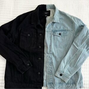 Forever 21 Men's Two-Tone Black and Light Blue Denim Jacket XL